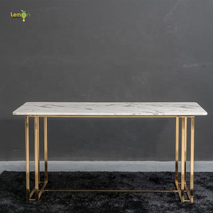 レストラン用の新着大理石トップゴールデンクロームレッグロングダイニングテーブル - Product Image 4