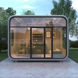 Cabaña Modular para Exteriores, Estructura de Acero, Refugio para Acampar de 4 a 6 Personas con Cama, Color Amarillo - Product Image 3