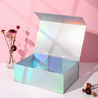 Prêt À Expédier Bas Quantité Minimale De Commande En Gros de Haute Qualité Logo Personnalisé Papier Emballage Magnétique Couvercle Cadeau Pliable Boîte Holographique Avec Ruban