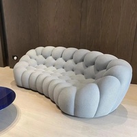 Canapé italien en tissu, grand canapé, salon, meubles incurvés pour la maison, luxe léger, personnalité créative, pouf, villa, canapé français haut de gamme