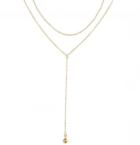 Collier délicat et personnalisé en or 18K, en acier inoxydable, plaqué or, minimaliste, Double couche, Lariat, cadeaux pour femmes - Product Image 1