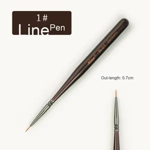 Pinceau à ongles plat en nylon avec manche en bois, embout serti, pour la sculpture, la peinture florale, le gel de photothérapie, outil d'art des ongles - Product Image 6