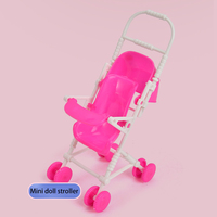 EN STOCK maison de poupée accessoires enfants semblant jouer petits jumeaux poussette poupée meubles en plastique rose bébé jouet poupée poussette
