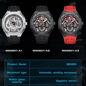 Montre à mouvement automatique BG5801, marque haut de gamme, chronographe, acier inoxydable, sport, étanche, montres mécaniques pour hommes - Product Image 6