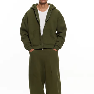 Sudadera con Capucha Extra Grande Estilo Y2K para Hombre <span class=keywords><strong>ZY</strong></span>, 100% Algodón de 450 Gsm, Sudadera con Capucha Holgada con Cierre y Pantalones Deportivos Holgados, Conjunto Deportivo - Product Image 2