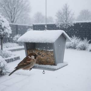 JH-Mech Maison d'oiseau murale de haute qualité pour l'observation du jardin Carton antirouille Acier Métal Mangeoire à oiseaux suspendue - Product Image 1