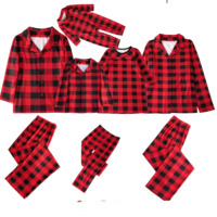 Ensembles de famille de Noël 2 pièces Pjs de Noël Pyjama à carreaux de Noël rouge Ensembles de pyjamas de Noël pour la famille assortis