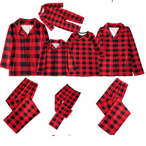 Conjuntos familiares de Navidad 2 piezas Pjs de Navidad Pijamas a cuadros de Navidad rojos Conjuntos de pijamas de Navidad familiares a juego - Product Image 2