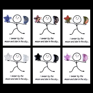 Tarjeta de curación Crystal Worry Stones Moon Shaped Star Witch Gemstone Pulido Pocket Palm Stones para DIY Meditación Equilibrio Decoración - Product Image 3