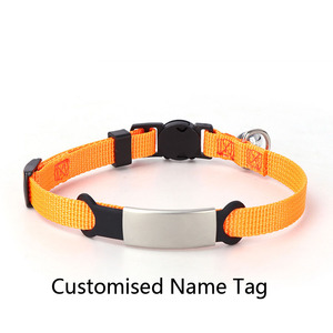 KingHon Metal <b>Tag</b> Laser Engraving Personalized Customized Polyester Nylon Cat Collar Luxury With Bell Collar for Cats - Product Image 6