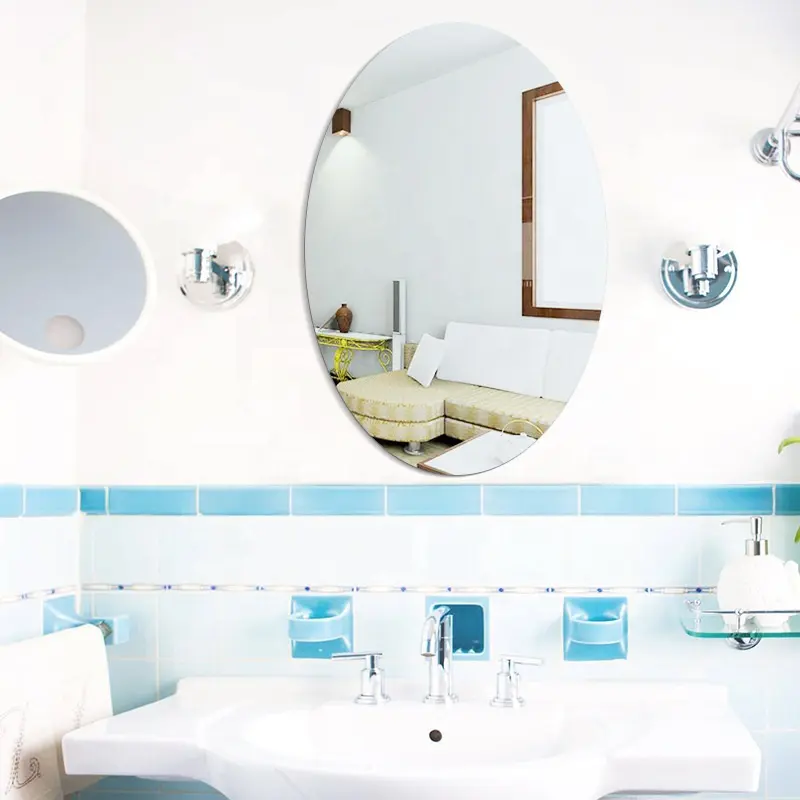 Eco-friendly acrylic oval rectangular mirror sticker toilet bathroom living room wardrobe bedroom home decorative wall sticker