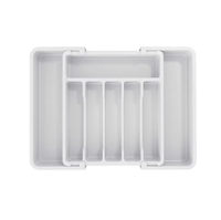 Organisateur de tiroir extensible, plateau à couverts en plastique réglable, porte-ustensiles de cuisine pour cuillères, fourchettes, couteaux