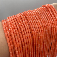 Perles tubulaires en corail de bambou marin naturel 3x7mm, perles en pierre orange, accessoires de bijoux DIY, prêtes à être expédiées en gros, directement de l'usine