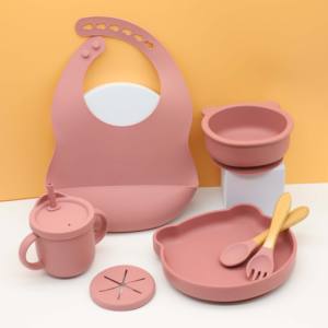 Bol à forte aspiration écologique et Non toxique, ensemble de cuillères, bavoir d'alimentation pour bébé, bol et assiette en Silicone pour bébé - Product Image 5