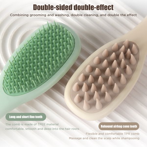 Cepillo <span class=keywords><strong>de</strong></span> Doble Cara 2 en 1 para Masaje del Cuero Cabelludo y Lavado del Cabello con Mango, para Desenredar, Suavizar y Limpiar el Cuero Cabelludo en Seco o Mojado - Product Image 5