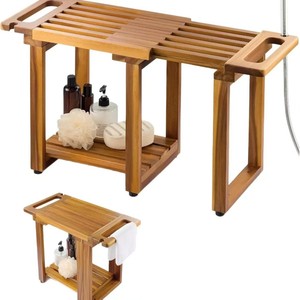 Tabouret de salle de bain pliable en bois Yongding avec rangement pour utilisation à côté de la baignoire - Product Image 2