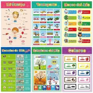 Póster educativo en español para el aprendizaje temprano, decoración de pared para el aprendizaje de idiomas y el desarrollo cognitivo, tabla sin sonido - Product Image 4