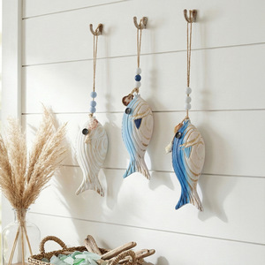 Decoración de Pared de Madera con Forma de Pez Mediterráneo, Azul, Forma Irregular, Decoración para el Hogar, Sala de Estar, Dormitorio, Entrada, Balcón - Product Image 1