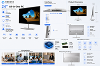 New OEM 23.8- Inch I3 I5 I7 I9 Pc All-In-One Desktop Computer I5-14450HX 2*DDR4 1TB All in One Desktop Pc All in One Computers