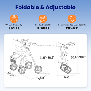 Máy trợ giúp đi bộ gấp gọn tùy chỉnh dành cho người già khuyết tật, người bệnh, thiết bị phục hồi chức năng giúp người đứng thẳng - Product Image 4