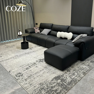 Tapis moderne minimaliste italien de luxe léger pour salon et chambre à coucher, imperméable, résistant aux taches, tapis gris de haute qualité - Product Image 3