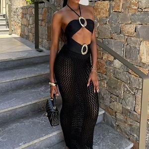 Nouvelle jupe mi-longue à motif de vacances d'été à la plage, robe élégante à devant ouvert <span class=keywords><strong>en</strong></span> tricot moulante - Product Image 6