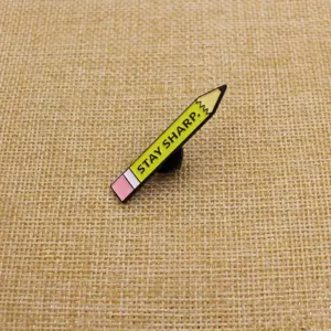 Customized Creative and Personality Pencils Shape Badge Black Dye and Gold Plating Iron and Zinc Alloy Soft Enamel Pins Brooch