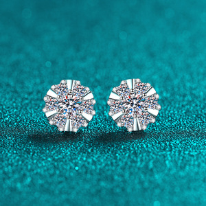 <strong>Wholesale</strong> Women's 0.5ct Moissanite Diamond Stud Earrings S925 Sterling Silver Geometric Wedding Jewelry for Parties for Gifts - Product Image 2
