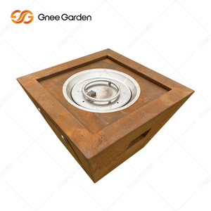 Foyer au gaz propane sans fumée de style moderne à cube de rouille robuste en acier Corten pour chauffage de jardin extérieur - Product Image 2