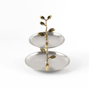 Bandeja de pastel de plata moderna de doble capa, <span class=keywords><strong>platos</strong></span> y <span class=keywords><strong>platos</strong></span> de Metal ecológicos <span class=keywords><strong>para</strong></span> cocina o restaurante, venta al por mayor de fábrica - Product Image 2