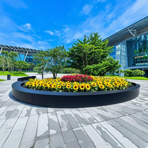 Banc-jardinière en fibre de verre sur mesure au design moderne, résistant à l'eau, pour entrée de parc, centre commercial, décoration paysagère extérieure - Product Image 3