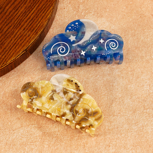 Pinza <span class=keywords><strong>de</strong></span> Pelo CANYUAN <span class=keywords><strong>de</strong></span> Acetato con Diseño Celestial, 9.5cm, Tamaño Grande, Patrón <span class=keywords><strong>de</strong></span> Estrellas y Luna, Colorida, Unisex - Product Image 1