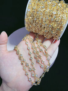 DIY, breloques en laiton plaqué or 18 carats, étoiles en zircon, fabrication de bijoux, chaînes - Product Image 3