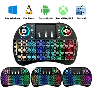 MRSVI Keyboard Laptop i8, papan ketik Mouse Mini nirkabel lampu latar mekanik portabel produsen warna Backlit RGB