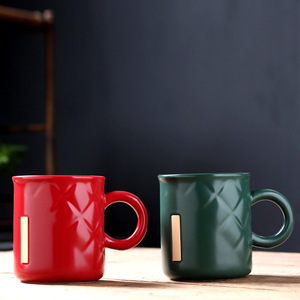 Taza de cerámica cuadrada, taza de cobre, roja, verde, de color sólido, para regalos. - Product Image 5