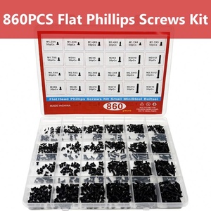 ชุดสกรูคอมพิวเตอร์ขนาดเล็ก 860 ชิ้น/1 ชุด สีดำ สกรูขนาดจิ๋วสำหรับแว่นตา M1.2 M1.4 M1.7 M2 M2.5 M3 สำหรับพีซีและแล็ปท็อป SSD ฮาร์ดไดรฟ์ - Product Image 2