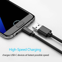 5V2.4A kabel USB C USB A ke C, kabel pengisian daya kecepatan tinggi warna putih hitam kustom