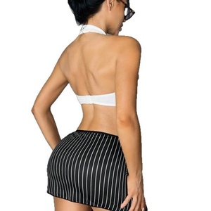 Lencería Sexy Europea Americana para Mujer, Tela Dobby <span class=keywords><strong>de</strong></span> Poliéster, Rayas Blancas y Negras - Product Image 5