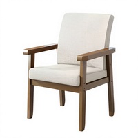 Fauteuil moderne en bois massif avec siège rembourré doux, structure couleur noyer, chaise d'appoint en tissu pour salon, mobilier de maison