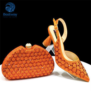 Sepatu Pesta Italia Bestway dengan Tas Senada Berhiaskan Rhinestone 7.5CM Sepatu Wanita Mewah Hak Tinggi untuk Pernikahan - Product Image 2
