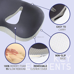 Coussin de siège en mousse à mémoire de forme Meibuttocks en forme de U, gris foncé et noir, pour soutien lombaire de chaise - Product Image 3