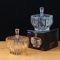 Wholesale Sugar Bowl Lotus Glass Candy Jar with Packaging Box for Food Storage Home Decoration