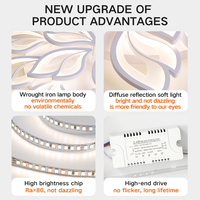 Lustre LED moderne en forme de fleur, cadre en fer, acrylique, télécommande, intensité variable, AC 220V, idéal pour salon et chambre à coucher - Meilleures ventes