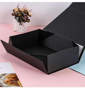 Gratis Ontwerp Op Maat Gemaakte Luxe Verpakking Opvouwbare Zwarte Magnetische Geschenkdoos Met Lint - Product Image 5