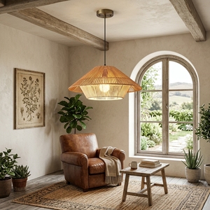 <b>Vintage</b> Industrial Hemp Rope Pendant Chandelier <b>Lamp</b> Rustic Woven Basket Hanging Light Fixture for Cafe Bar Hotel Decoration - Product Image 4