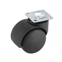 Roulettes à tige de meuble 1.5 pouces, 40mm, fixations pivotantes, filetées, en PP, en stock