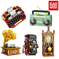 TAIGAOLE Bausatz Konstruktionsspielzeug Retro Modelle Schreibmaschine Grammophon Kamera Radio Uhr zum Zusammenbauen und Sammeln