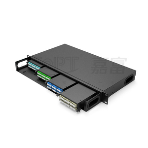1Uフルロード96コアMPOパッチパネル4 * MPOカセットシングルモード低損失/マルチモードOM3/OM4MPOファイバ分配ボックス - Product Image 1