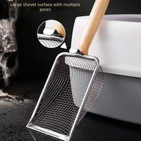 Pelle à litière pour chat à trous fins, tamis à sable en noyer, en acier inoxydable, accessoires pour animaux de compagnie