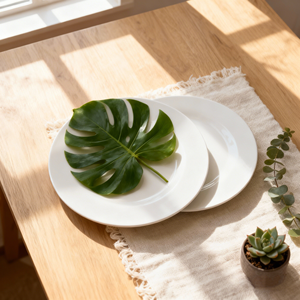 Trắng rộng gọng phẳng tấm <span class=keywords><strong>melamine</strong></span> tấm tròn Bộ đồ ăn dễ dàng để làm sạch bền và phong cách cho gia đình ăn uống sử dụng - Product Image 3